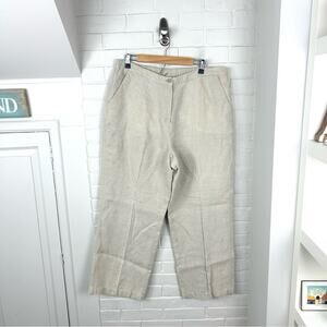 L.L.Bean Neutral Cream Tan 100% Linen Classic Fit Pants Size 18